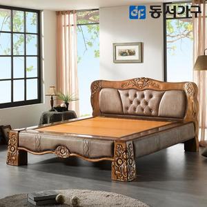 [동서가구] M1 미송원목 가죽 헤드 황토 퀸 Q 흙침대 DF634376