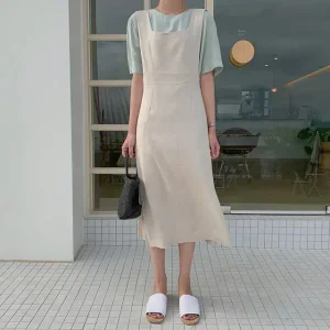 에치 린넨 핀턱 원피스 여름 여성 데일리 반팔 빅사이즈 시원한