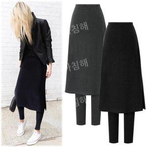 여자 기모 치마 레깅스 스타킹 쫄바지 밴딩 롱 스커트 빅사이즈 겨울