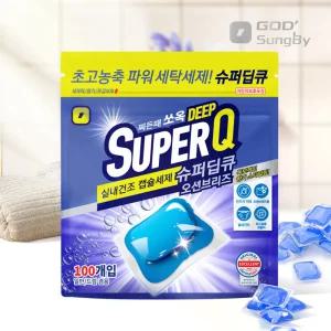 슈퍼딥큐 오션브리즈 100개입 고농축 캡슐세제 대용량 실내건조 드럼 일반 겸용