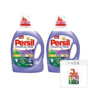 퍼실 라벤더 드럼/일반 겸용 2.7L, 2개 + 증정(파워젤 라벤더듀얼 파우치300mL, 1개)