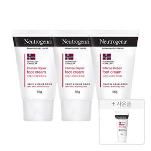 뉴트로지나 인텐스 리페어 풋크림, 56g, 3개 + 증정(시카 리페어 에멀젼, 15ml, 1개)