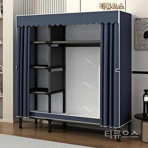 이불장선반 비키니장 커튼 자취 간이 옷걸이 행거형 조립식 옷장 프레임 수납장 티류으