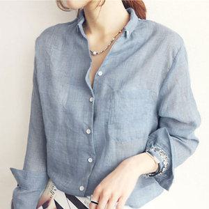 여성 여름 린넨 남방 긴팔 셔츠 데일리 시원한 아우터 바캉스용
