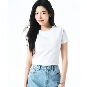 스파오 SPAO 코튼스판 세미 크롭 슬림 반팔티_SPRWF25G01 SPRWF25G01 729770