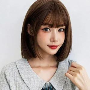 단발머리 통가발 일자컷 가발 단발컷 라이트브라운-WFHBQ56