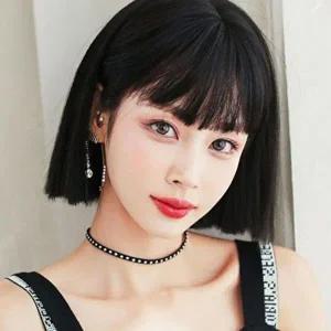 검정색 여성용가발 시크 자연스러운 통가발 단발-WFHBQ5G