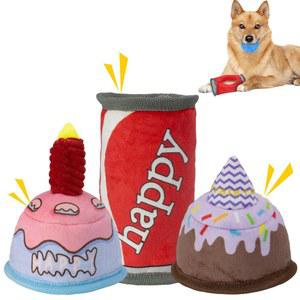 VWPTCHI 강아지 생일 , 케이크 대형, 중형 및 소형견 품종, 선물용 헤비 듀티 삐걱거리는 공, 푹신한