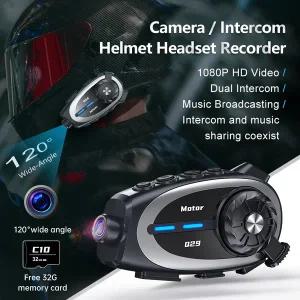 [바이크 오토바이 블랙박스] Q29 바이크 블루투스 헬멧 Intercom1080P HD 무선 카메라 초광각 렌즈 레코더