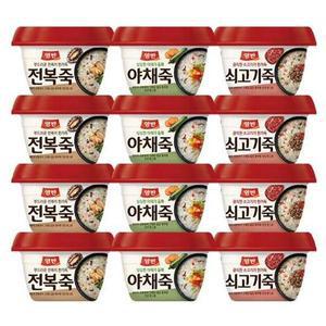 동원 양반 용기죽 쇠고기죽 287g + 야채죽 287g+ 전복죽 287g (4개씩 총 12개) 부모님 아이들 식사 영양식