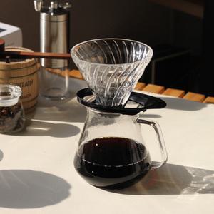 하리오 V60 글라스 드리퍼 핸드드립세트 1-4인 블랙