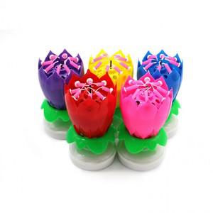 생일초 행사 생일 축하 멜로디 회전 연꽃초 6color 택1