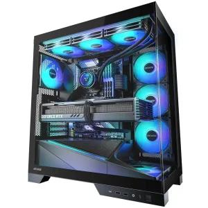 Okinos Aqua 9 ATX PC 케이스 5 x 120mm ARGB PWM 팬 사전 설치 상단 측면 듀얼 360mm 라디에이터 지원 후