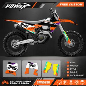 Powerzone 커스텀 팀 그래픽 배경 데칼 스티커 키트 KTM EXC EXC-F XCW 2024 2025 2026 SX SXF 2023 2024 2