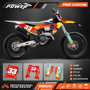 Powerzone 커스텀 팀 그래픽 배경 데칼 스티커 키트 KTM EXC EXC-F XCW 2024 2025 2026 SX SXF 2023 2024 2