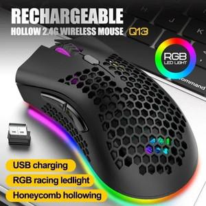 BM600 무선 마우스 USB 2.4G RGB 광학 셀룰러 게이밍 인체공학적 허니콤 오피스