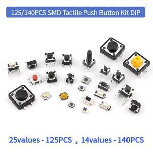 25140PCS SMD 촉각 푸시 버튼 키트 DIY 전자 제품용 1425 값 DIP 마이크로 스위치