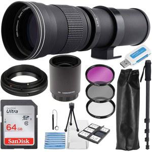커맨더 옵틱스 슈퍼 420-800mm / 1600mm(2X 텔레컨버터 포함) f /8 올림푸스용 수동 망원 줌 렌즈 /파나소닉 마이크로 4/3 미러리스 디지털 카메라 + 사진 필수 액세서리 키트