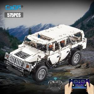 RC 레고 호환 Cada 워리어 H2 리모컨 자동차 LED 빌딩 블록 도시 레이싱 카 AWD SUV RC 브릭 어린이를 위한