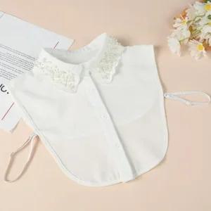 진주 자수 목만있는 이너셔츠 카라 페이크 장식 이너카라 차이나카라 포인트 넥케이프