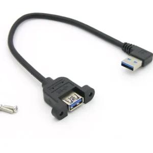 짧은 USB3.0연장케이블 ㄱ자 기역자 우향꺾임 브라켓고정