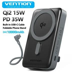 Vention 새로운 35W Qi2 자기 보조베터리 10000mAh 15W 무선 고속 충전기 iPhone 16 15 14용 휴대용 외부