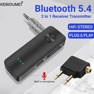 2in 1 Bluetooth 5.4 오디오 수신기 HiFi 스테레오 무선 어댑터 비행기 자동차 TV PC 스피커 용 마이크가있