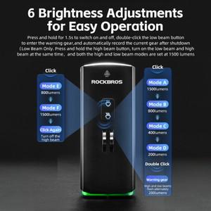 ROCKBROS 3000LM 자전거 라이트 10000mAH 손전등 하이 로우 빔 자전거 프론트 라이트 보조베터리 방수 MTB