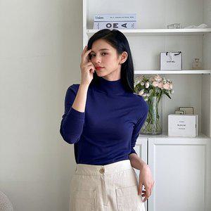 [르포엠][최초가 89,000원][소재올킬]메리노울100 포인텔 모크넥 니트