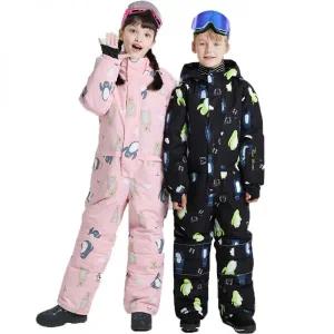 남자 여자 스키복 남성 여성 보드복 세트 아기 겨울 Snowsuits 소년 소녀 한 조각 스키 정장 어린이 만화