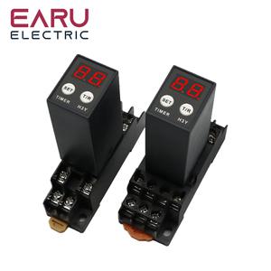 미니 소형 디지털 디스플레이 H3Y-2/H3Y-4 시간 릴레이 사이클 제어 지연 12V24V220V 베이스 소켓 PYF08A/