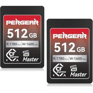 [미국배송] PERGEAR 512GB CF EXPRESS 4.0 TYPE A 메모리 카드(2팩) 최대 1780MB/S 읽기 속도 USB4.0(PCIE 4.0) 원시 8K 30P 레코드 소니 카메라 ILME-FX3 ILME-FX6 ILME-FX30(블랙 실버 마스터 시리즈) 호환