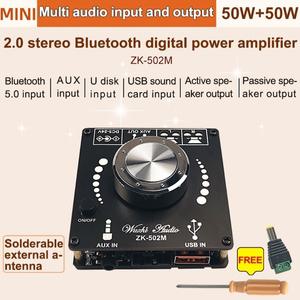 미니 블루투스 5.0 파워 오디오 앰프 보드 50WX2 스테레오 홈 시어터 AUX USB 502M