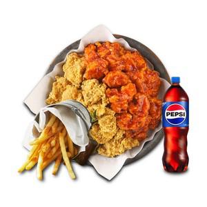(멕시카나) 순살후라이드반양념반+멕시감자+콜라1.25L