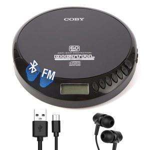 [미국배송] 자동차용 코비 CD 플레이어 휴대용 블루투스 플레이어 헤드폰 FM AUX 가정용 MP3 미끄럼 방지 컴팩트 디스크맨 충전식 경량