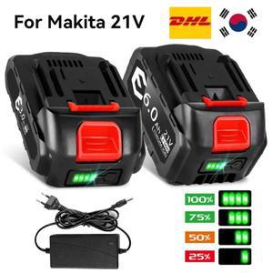 Makita호환  21V 6000mAh 배터리 5S2P 18650 셀 과부하 보호 고속 충전 드릴스크루드라이버와 호환 안전 인
