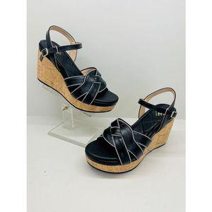 [갤러리아] 고세 데일리 여성 꼬임크로스 스트랩 웨지힐 샌들 GDS5S041 블랙 8cm