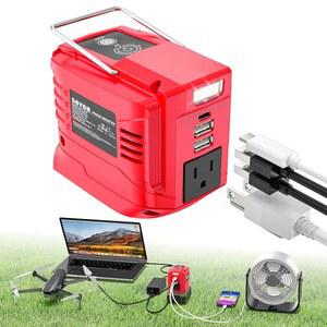 밀워키 18V 배터리와 호환되는 200W 파워 인버터, AC 콘센트 1개, USB 포트 2개, 타입-C 고속 충전 200LM LED 작업등 조정 가능