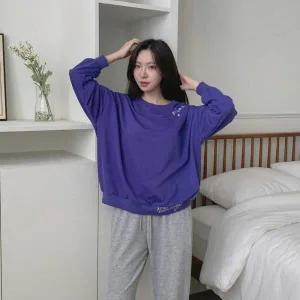 /옷자락 여성 무지 레터링 프린팅 긴팔 맨투맨