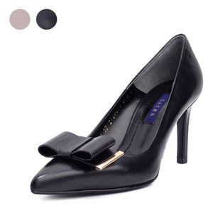[갤러리아] 세라 여성 소가죽 리본 구두 스틸레토힐 S18P514 흑색 7 8CM