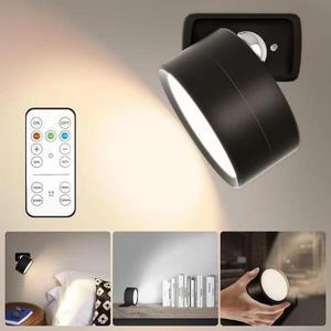 자석 LED 벽 조명 충전식 독서등 360 ° 회전 터치 원격 제어 캐비닛 스포트라이트 야간 램프