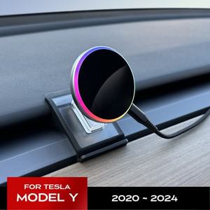 테슬라 모델 Y 2020-2024 네온 마그네틱 차량용 휴대폰 거치대, 조정 가능한 브래킷, 지지대 마운트 대시보