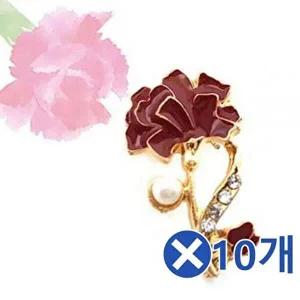 골드도금 카네이션 브로치x10개 도금브로치 패션소품-WFC828A