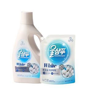 애경 울샴푸 중성세제 세탁 컬러 화이트 2L+리필 1.8L