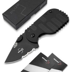 Boker Plus Subcom 2.0 올블랙 미니 폴딩 나이프 D2 Zytel 핸들