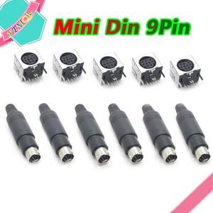 미니 Din 9 핀 암수 Din 소켓 MD-SM 쉴드 직각 스루홀 PCB 원형 리셉터클 커넥터