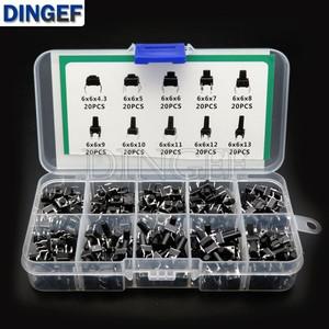 6x6mm 마이크로 푸시 택트 스위치 키트 6x6 미니 촉각 토글 터치 버튼 Pcb 순간 4 핀 푸시 버튼 200 개 (10