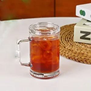 델리 머그 유리 컵 커피 잔 뚜껑 380ml 2P/뚜껑있는머그컵/뚜껑머그잔/사무실컵/손잡이컵/뚜껑물컵/커피머