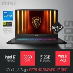ⓒ MSI 소드 GF76 HX B14WEK-i7 QHD 32GB 512GB WIN11 / 17인치 사무 편집 고성능 게임 캐드 AI 노트북