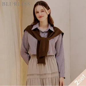 [블루레이스] [2SET]체크 블라우스+케이프_B5F1BL5181